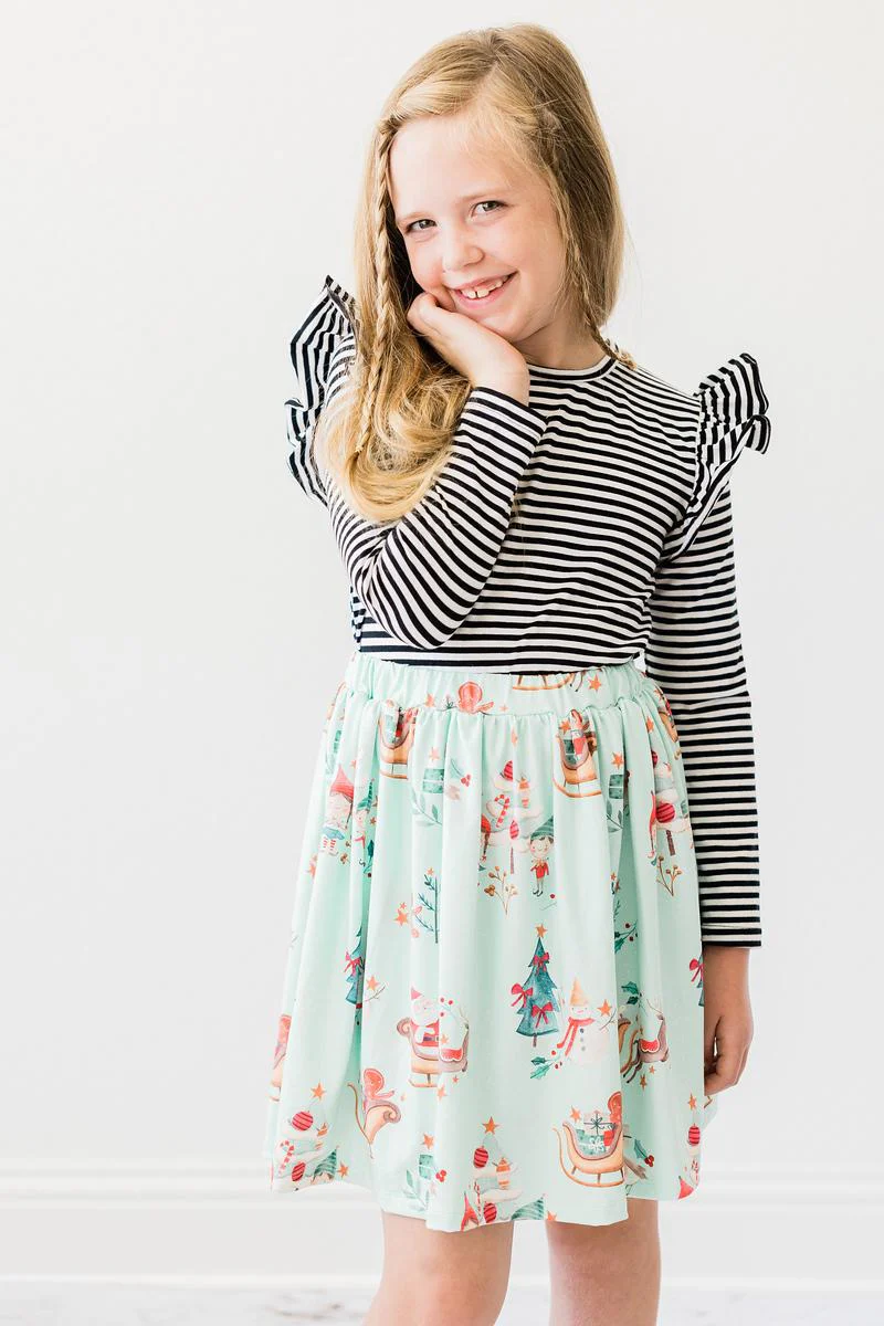 Black & White Stripe L/S Ruffle Tee - Image 4