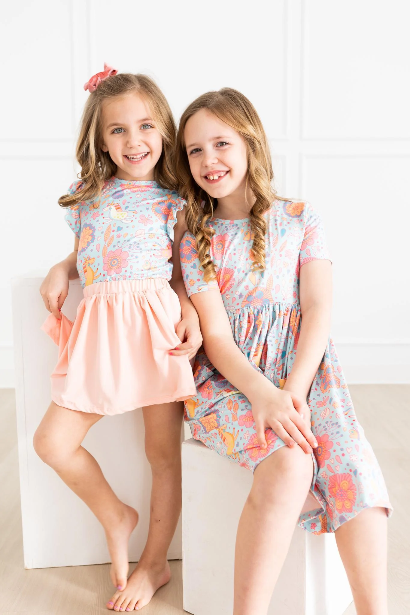 Blue Retro Unicorns S/S Ruffle Tee - Image 3