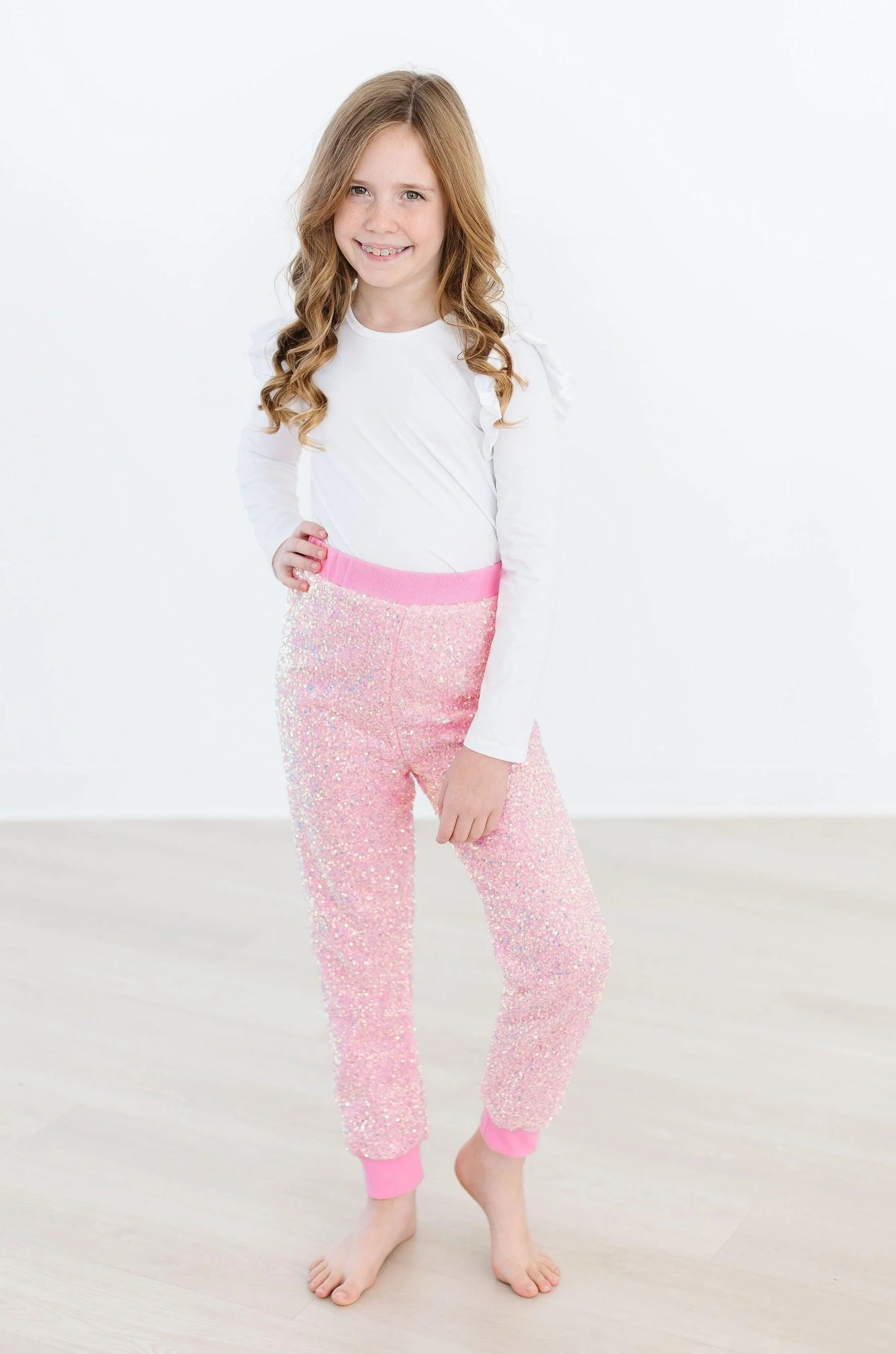 Bubblegum Pink Sequin Joggers - Image 3
