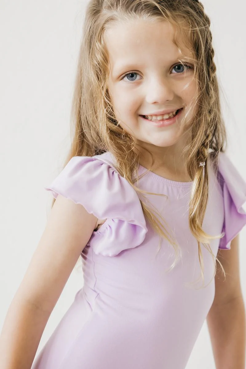 Lavender S/S Flutter Sleeve Leotard - Image 6