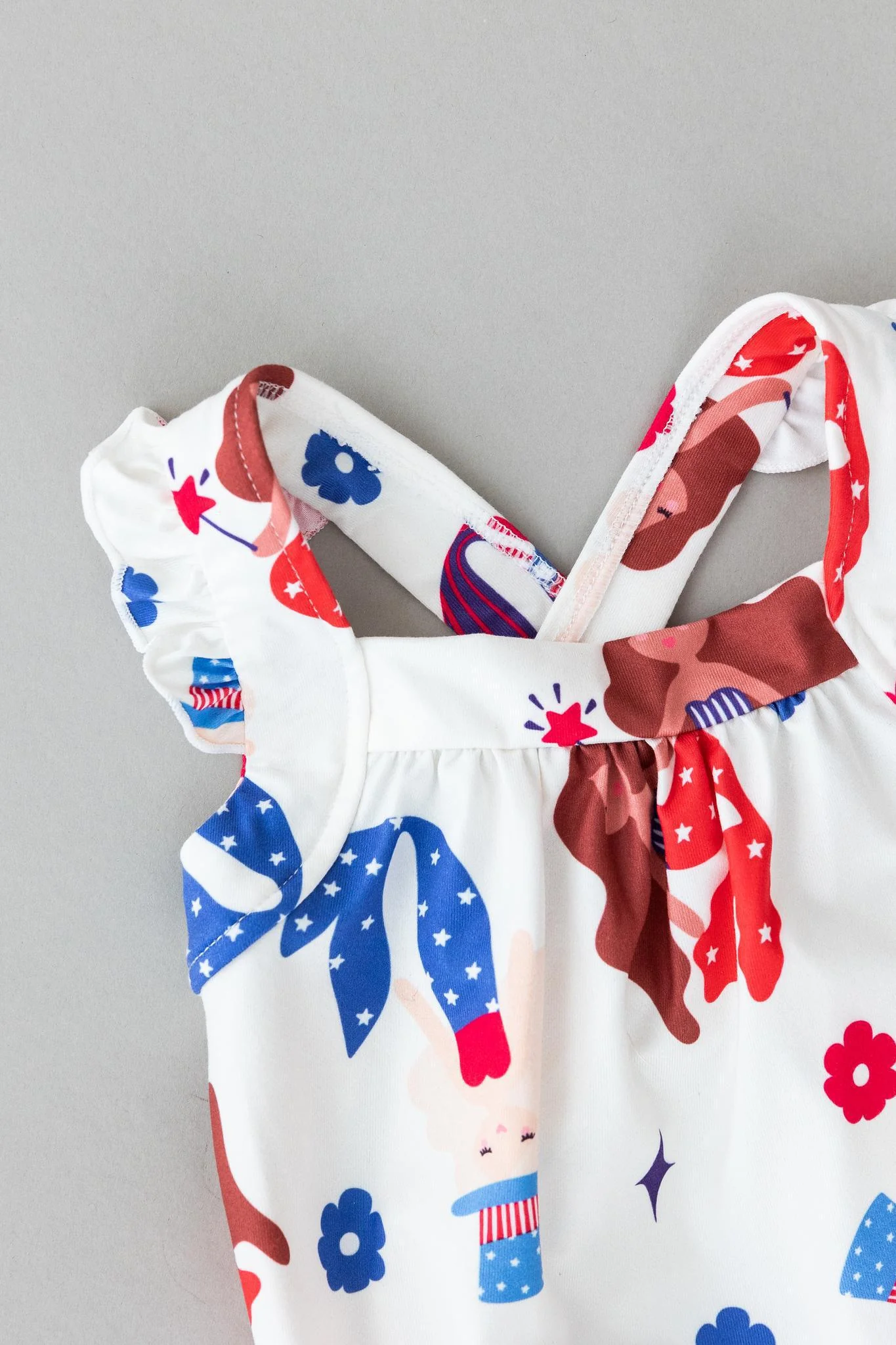 SALE Mer-Made in the USA Ruffle Cross Back Romper - Image 4