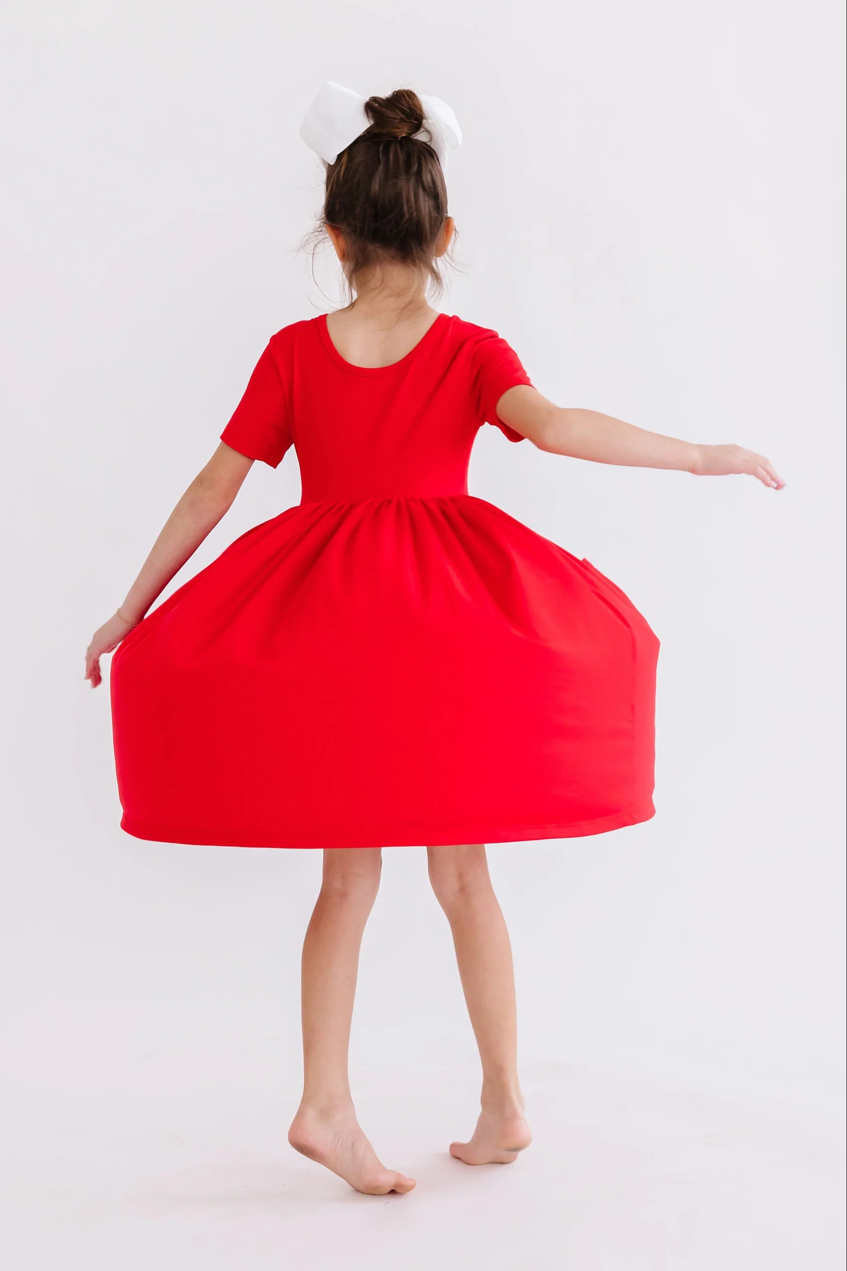 Red S/S Pocket Twirl Dress - Image 3