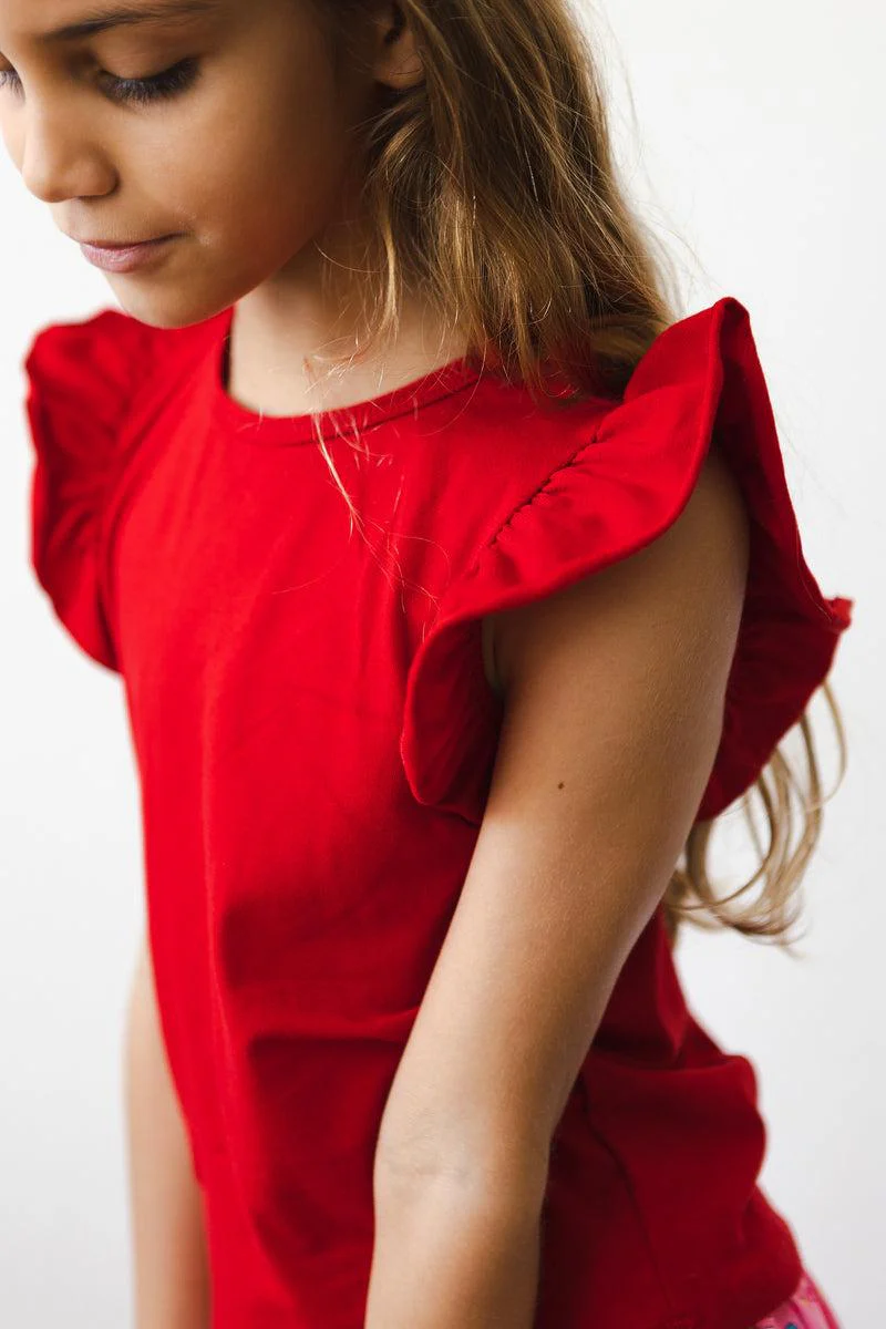 Red S/S Ruffle Tee - Image 6