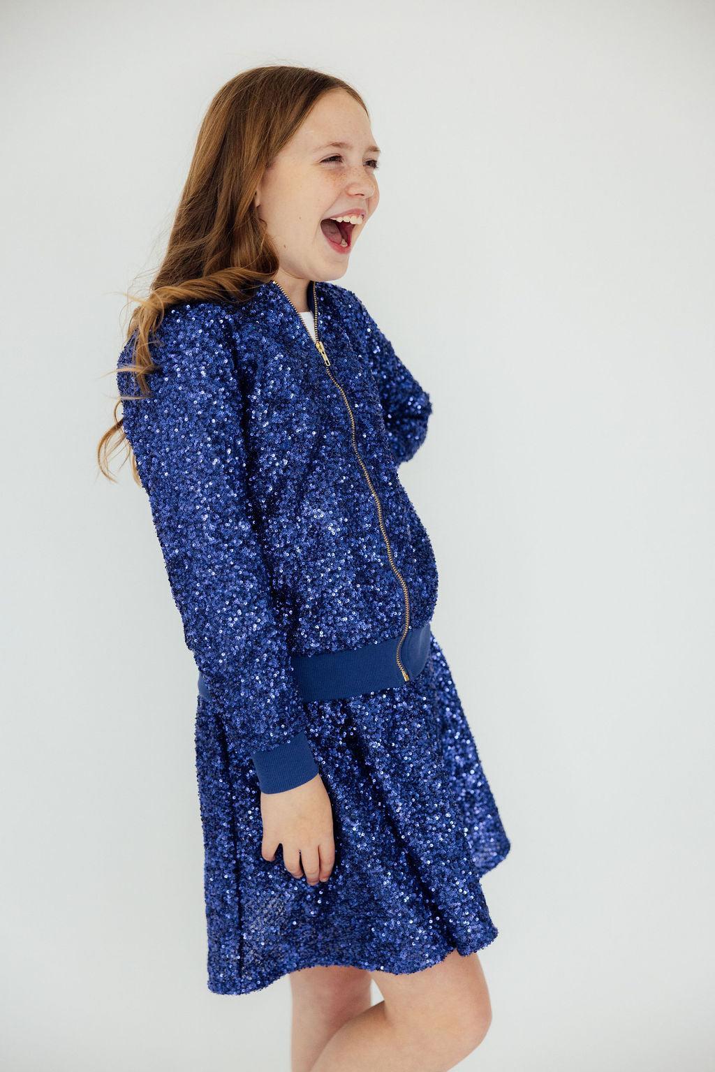 Royal Blue Sequin Twirl Skort - Image 4