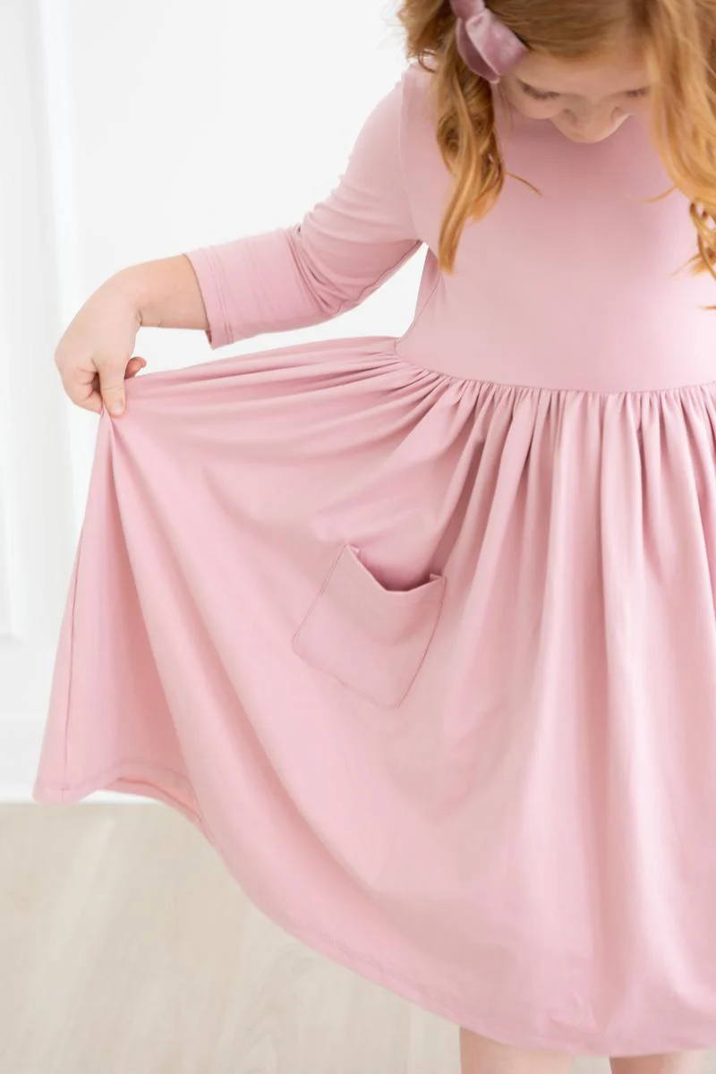 Vintage Pink 3/4 Sleeve Pocket Twirl Dress - Image 7