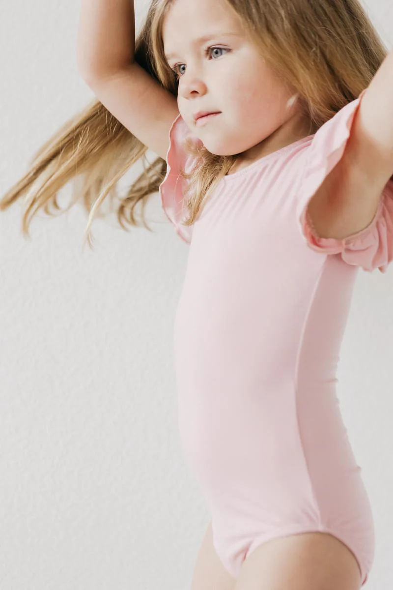 Vintage Pink S/S Flutter Sleeve Leotard - Image 3