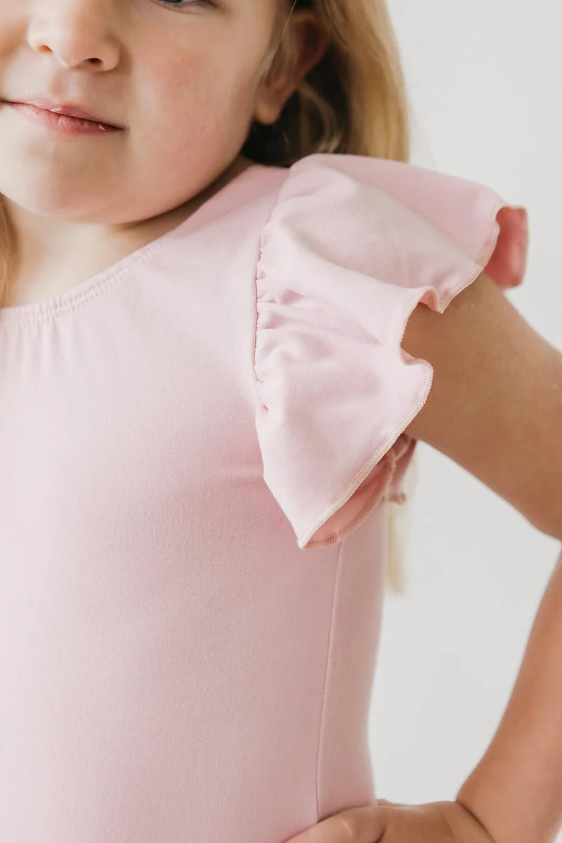 Vintage Pink S/S Flutter Sleeve Leotard - Image 5