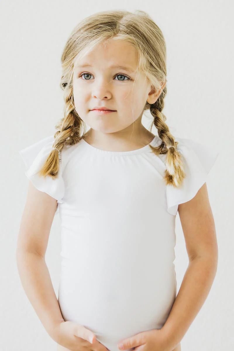 White S/S Flutter Sleeve Leotard - Image 5