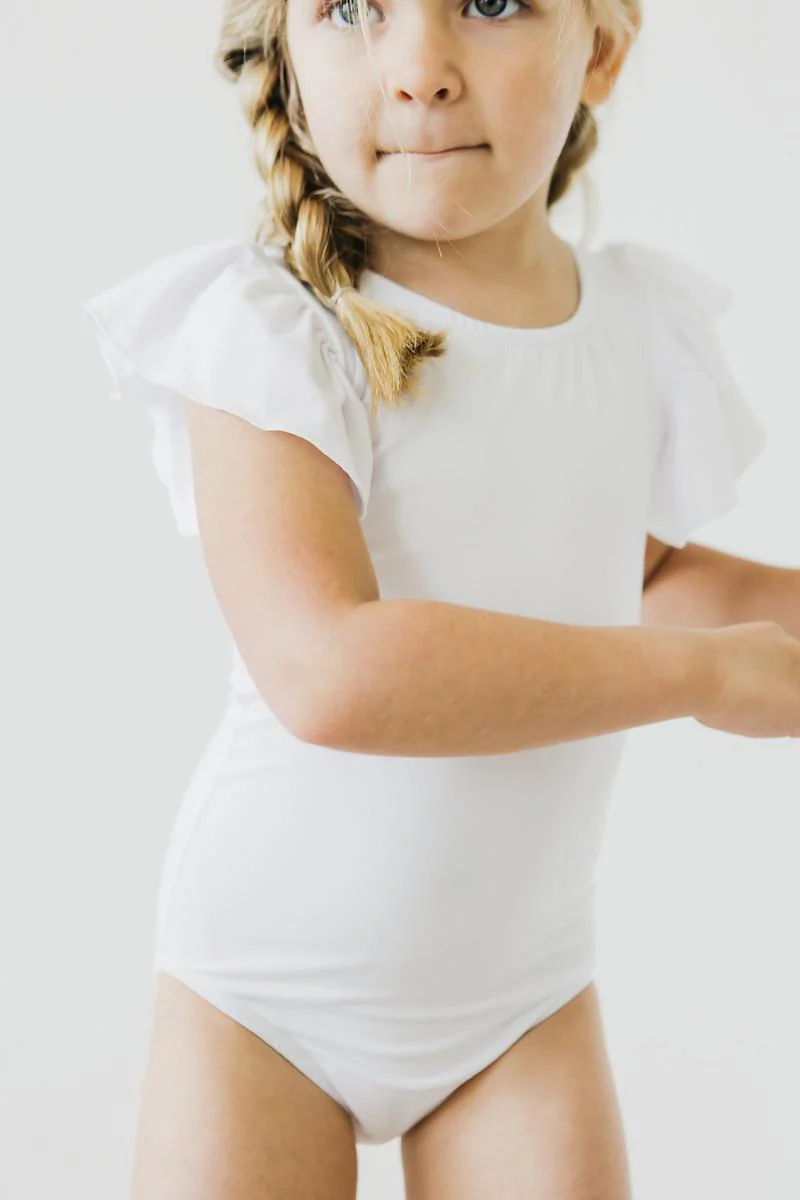 White S/S Flutter Sleeve Leotard - Image 6