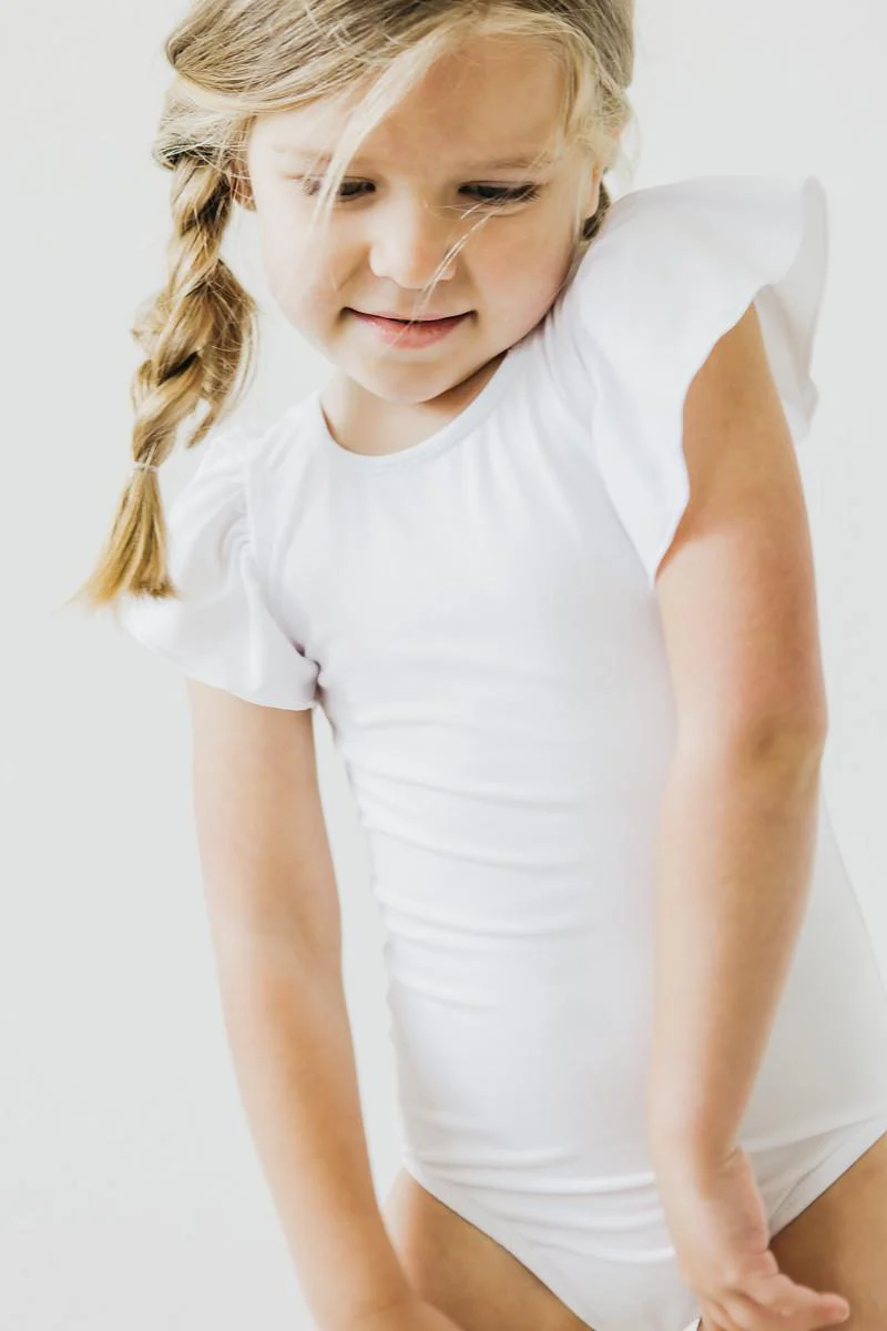White S/S Flutter Sleeve Leotard - Image 7